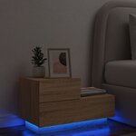 vidaXL Table de chevet avec lumières LED chêne sonoma 70x36x40 5 cm