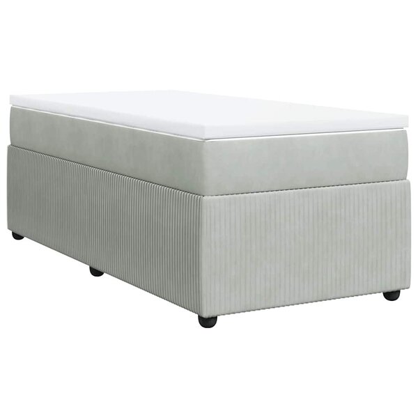 vidaXL Sommier à lattes de lit et matelas Gris clair 100x200cm Velours
