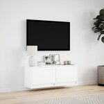 vidaXL Meuble TV mural avec lumières LED blanc 100x31x35 cm