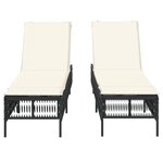 vidaXL Chaises longues avec coussins lot de 2 noir résine tressée