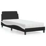vidaXL Lit avec matelas noir et blanc 90x200 cm similicuir
