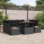 vidaXL Ensemble de salle à manger pour jardin 7 Pièces Noir  Marron