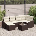 vidaXL Ensemble de salle à manger pour jardin 7 Pièces Marron  Crème