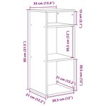vidaXL Bibliothèque chêne artisanal 34x31x80 cm bois d'ingénierie