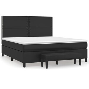 vidaXL Sommier à lattes de lit avec matelas Noir 180x200 cm Similicuir