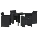 vidaXL Ensemble de salle à manger de jardin de 5 pièces avec coussins en rotin poly noir