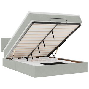 vidaXL Cadre de lit ottoman avec matelas gris clair 140x200 cm velours