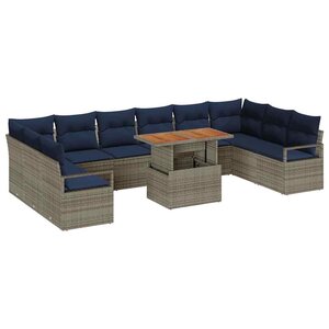 vidaXL Ensemble de salle à manger pour jardin 11 Pièces Gris et marine