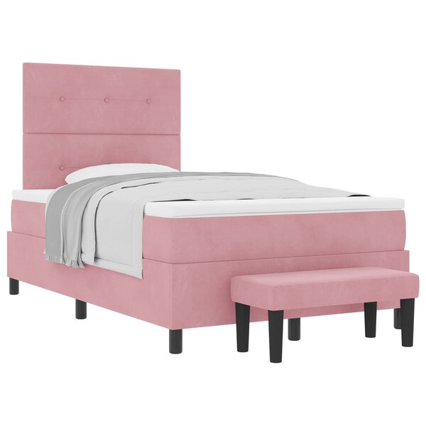 vidaXL Lit à ressorts avec tête de lit Rose 200 x 120 cm Velours