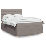 vidaXL Sommier à lattes de lit avec matelas Taupe 140x190 cm Tissu