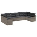 vidaXL Ensemble de canapé de jardin 10 Pièces Gris Poly rotin