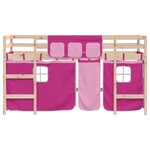 vidaXL Lit mezzanine enfants avec rideaux sans matelas rose 90x200cm