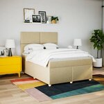 vidaXL Sommier à lattes de lit avec matelas Crème 140x190 cm Tissu