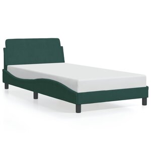 vidaXL Cadre de lit Dover vert foncé 100x200 cm velours