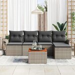 vidaXL Ensemble de canapé de jardin avec coussin 6 Pièces Gris