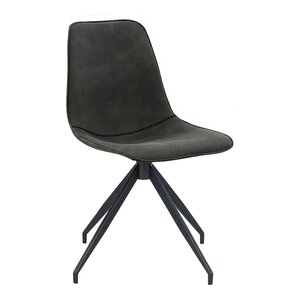 2 chaises de salle à manger en microfibre avec pivot gris et pieds noirs