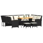 vidaXL Salon de jardin 4 Pièces avec coussins noir résine tressée