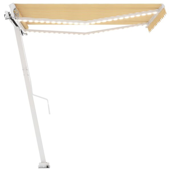 vidaXL Auvent manuel rétractable avec LED 350x250 cm Jaune et blanc