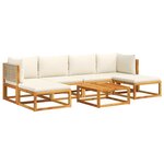 vidaXL Salon de jardin avec coussins 7 Pièces bois massif d'acacia