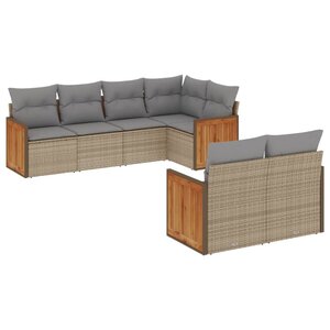 vidaXL Salon de jardin avec coussins 7 Pièces beige résine tressée