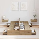 vidaXL Cadre de lit avec rangement Chêne artisanal 120 x 190 cm
