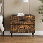 vidaXL Cabinet de chevet avec tiroir Chêne fumé 62 x 34 5 x 47 5 cm