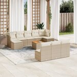 vidaXL Salon de jardin 11 Pièces avec coussins beige résine tressée