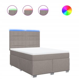 vidaXL Sommier à lattes de lit avec matelas Taupe 140x190 cm Tissu