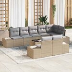 vidaXL Ensemble de canapé de jardin 9 Pièces beige et gris Poly rotin