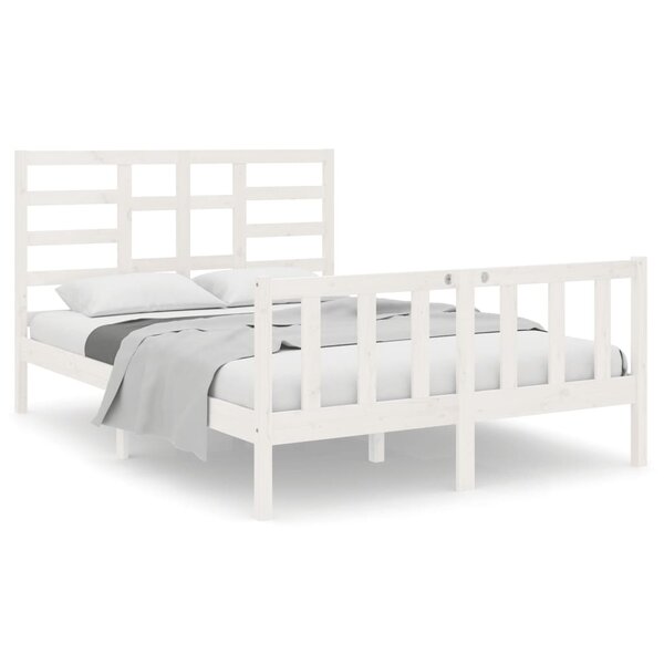 vidaXL Cadre de lit sans matelas blanc bois massif 140x190 cm