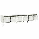 vidaXL Meuble TV blanc 202x39x43 5 cm acier laminé à froid