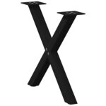 vidaXL Pieds de table basse en forme de X  2 pièces  noir  50 x (42-43) cm  acier