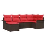 vidaXL Ensemble de canapé de jardin 6 Pièces Marron Poly rotin
