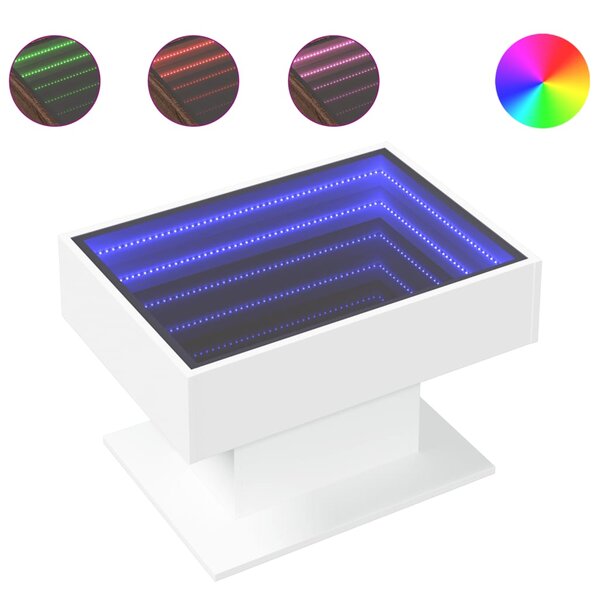 vidaXL Table basse avec LED blanc 70x50x45 cm bois d'ingénierie