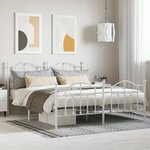 vidaXL Cadre de lit métal avec tête de lit/pied de lit blanc 183x213cm