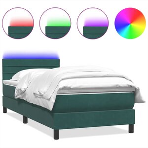 vidaXL Sommier à lattes de lit et matelas et LED vert foncé 80x220 cm velours