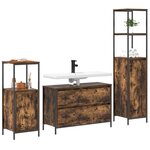 vidaXL Ensemble de mobilier de salle de bain 3 Pièces Chêne fumé