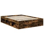 vidaXL Cadre de lit Chêne fumé 140 x 190 cm Bois de pin massif
