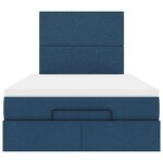 vidaXL Cadre de lit ottoman avec matelas bleu 120x190 cm tissu