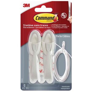 Lot de 2 Crochets porte-câbles + 3 languettes taille: M blanc COMMAND