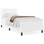vidaXL Lit à ressort avec matelas - blanc 100 x 200 cm en simili cuir.