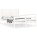 vidaXL Cadre de lit sans matelas blanc bois massif