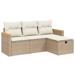 vidaXL Salon de jardin avec coussins 4 Pièces beige résine tressée