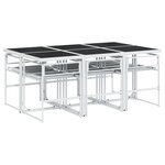 vidaXL Ensemble à manger de jardin avec coussins 7 Pièces blanc textilène