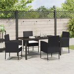 vidaXL Ensemble de repas de jardin de 5 pièces avec coussins en noir poly rotin