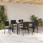 vidaXL Ensemble de jardin 7 pièces Noir Poly Rattan