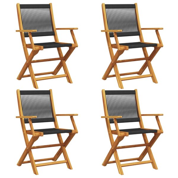 vidaXL Chaises de jardin pliantes lot de 4 noir bois d'acacia massif