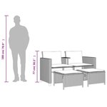 vidaXL Canapé de jardin 2 places avec table et tabourets marron rotin