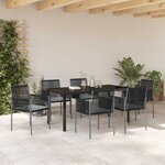 vidaXL Ensemble de salle à manger pour jardin 7 Pièces Noir Poly rotin