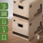 Pack and Move - Lot 10 cartons déménagement stockage livres - 40 x 30 x 30 cm - Poignées renforcées - 1 adhésif offert